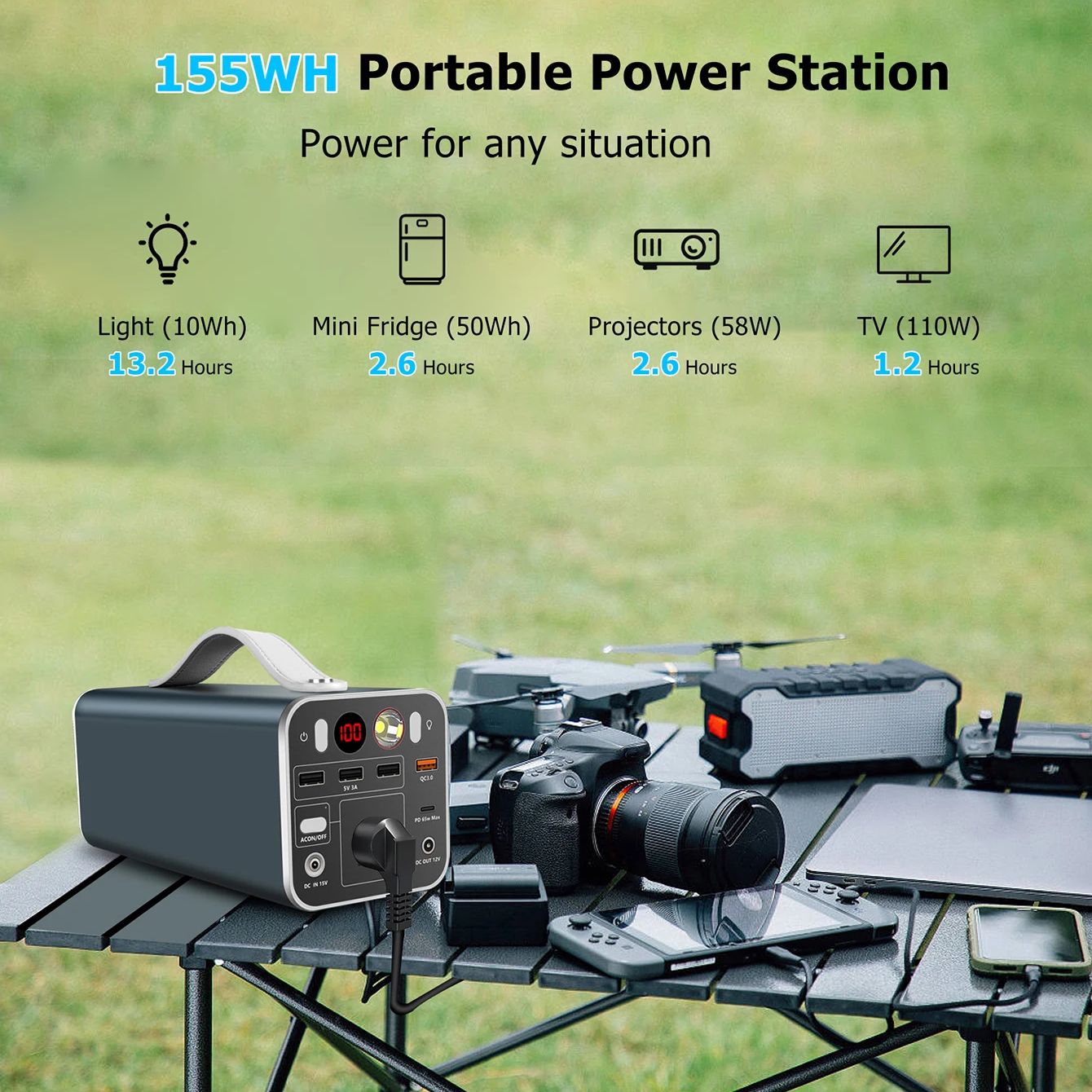 150Wh Portable Power Station, 42000mAh Laptop Power Bank